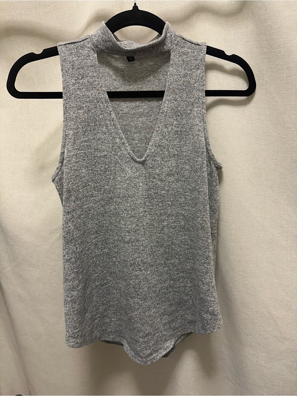 Express Gray Sleeveless V-Neck Mock Neck Tank